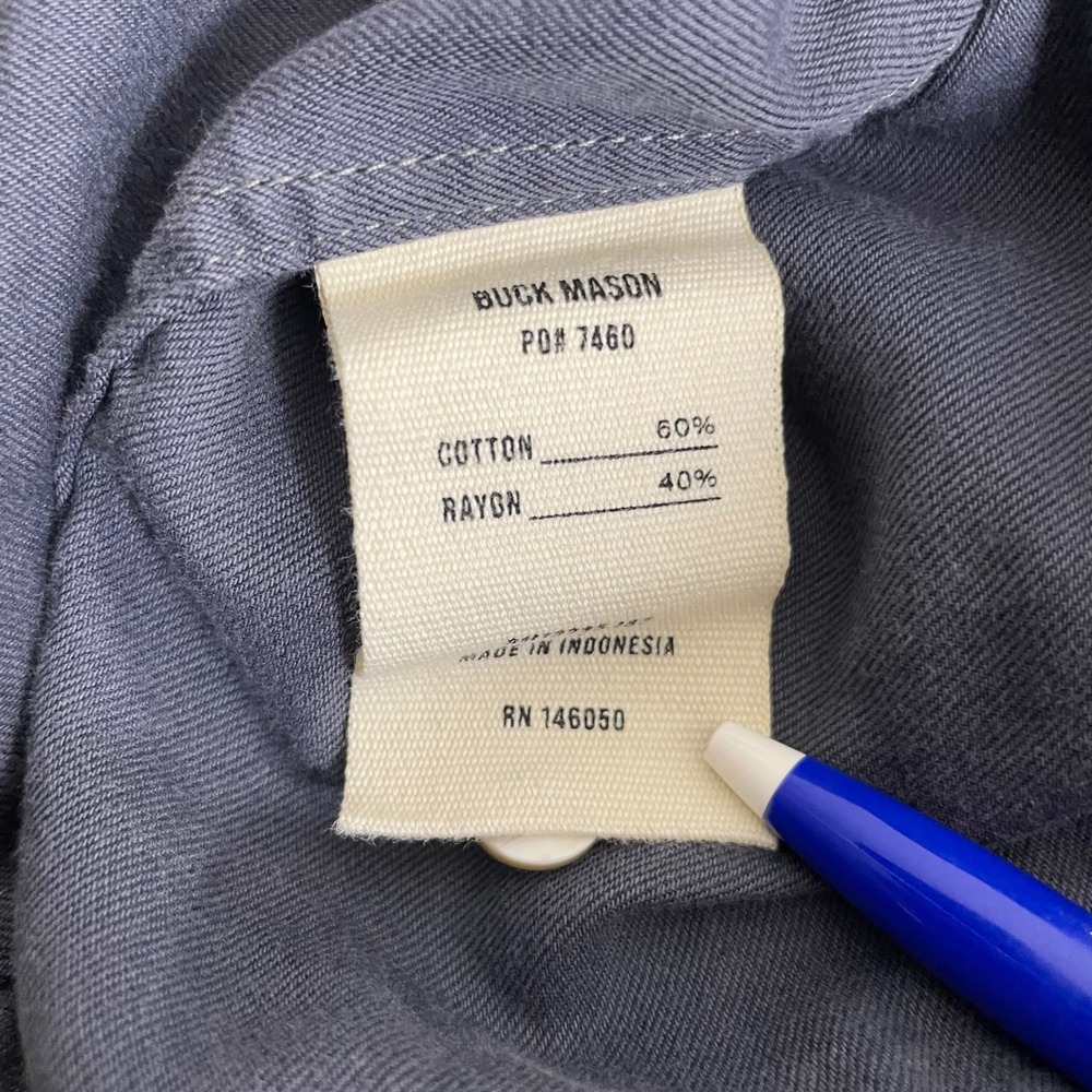 Buck Mason Mens Large Button Up Short Sleeve Shirt Slate Blue Cotton Rayon EUC - Picture 5 of 7